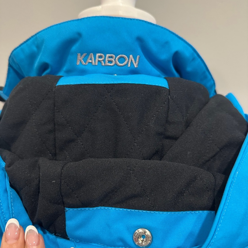 KARBON BLUE AND WHITE SKI JACKET GIRLS YOUTH SIZE 10 PRISTINE CONDITION - Picture 5 of 8